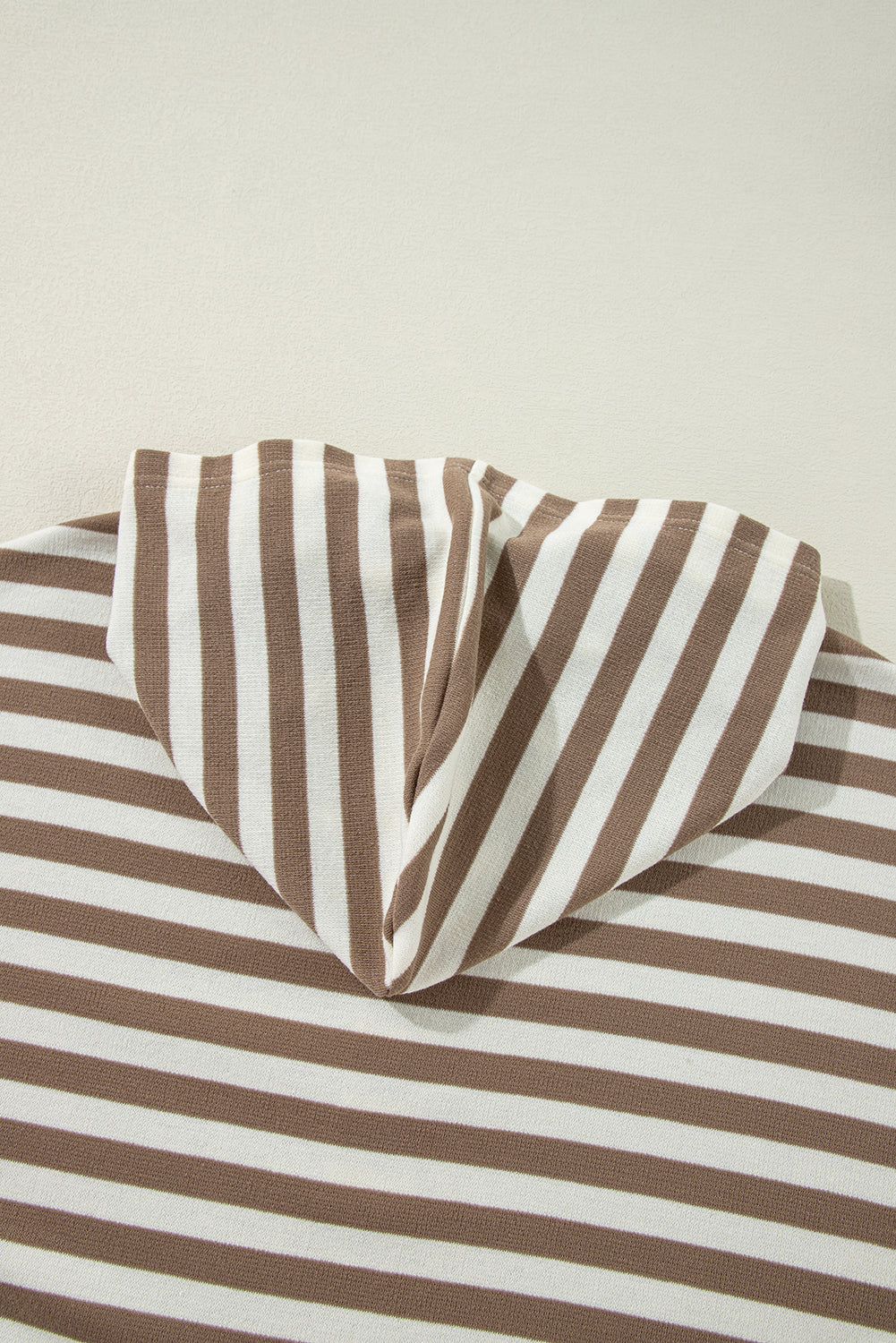 Plus Size Brown Stripe Drop Sleeve Henley Hoodie