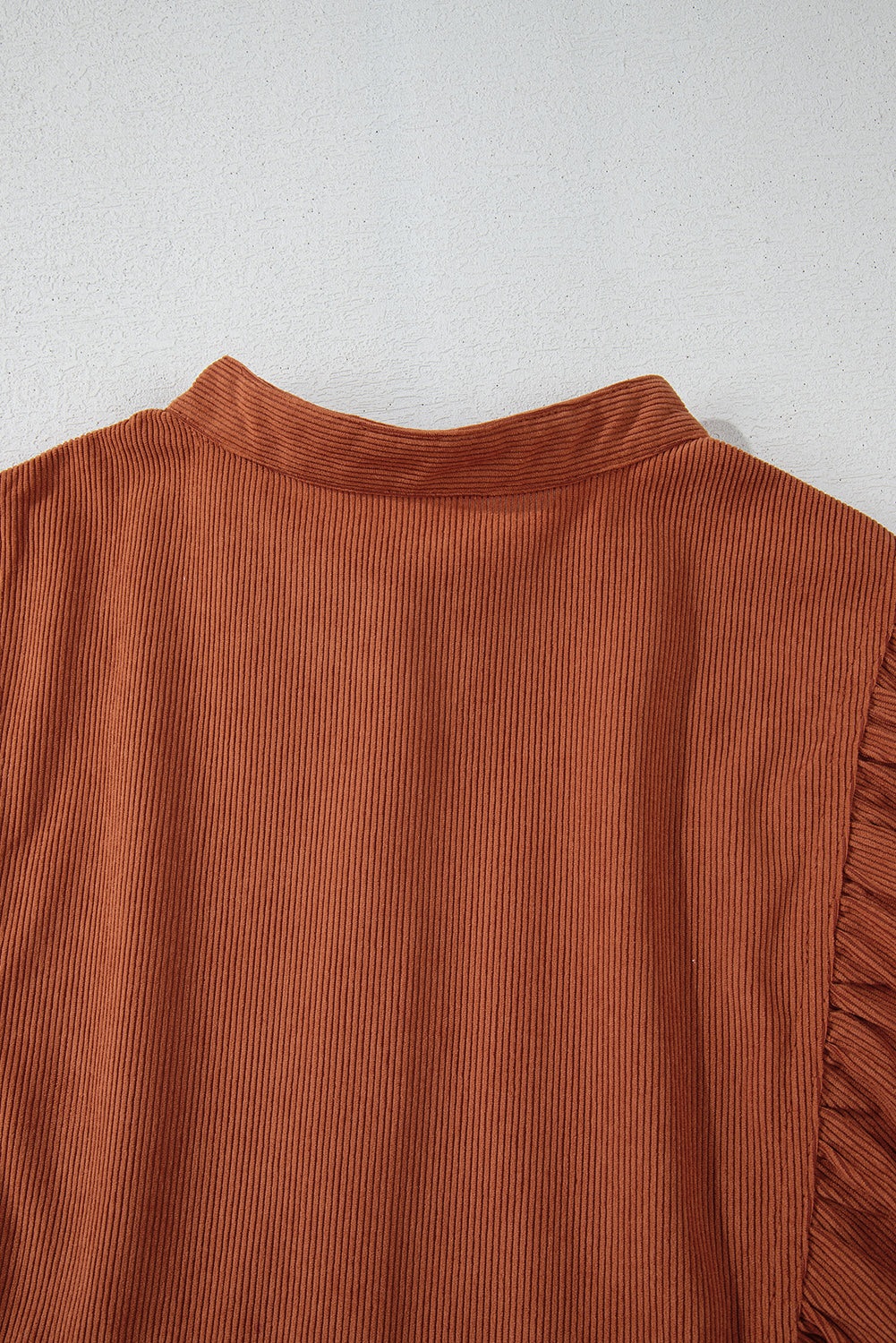 Snap Button Empire Waist Lantern Sleeve Corduroy Dress