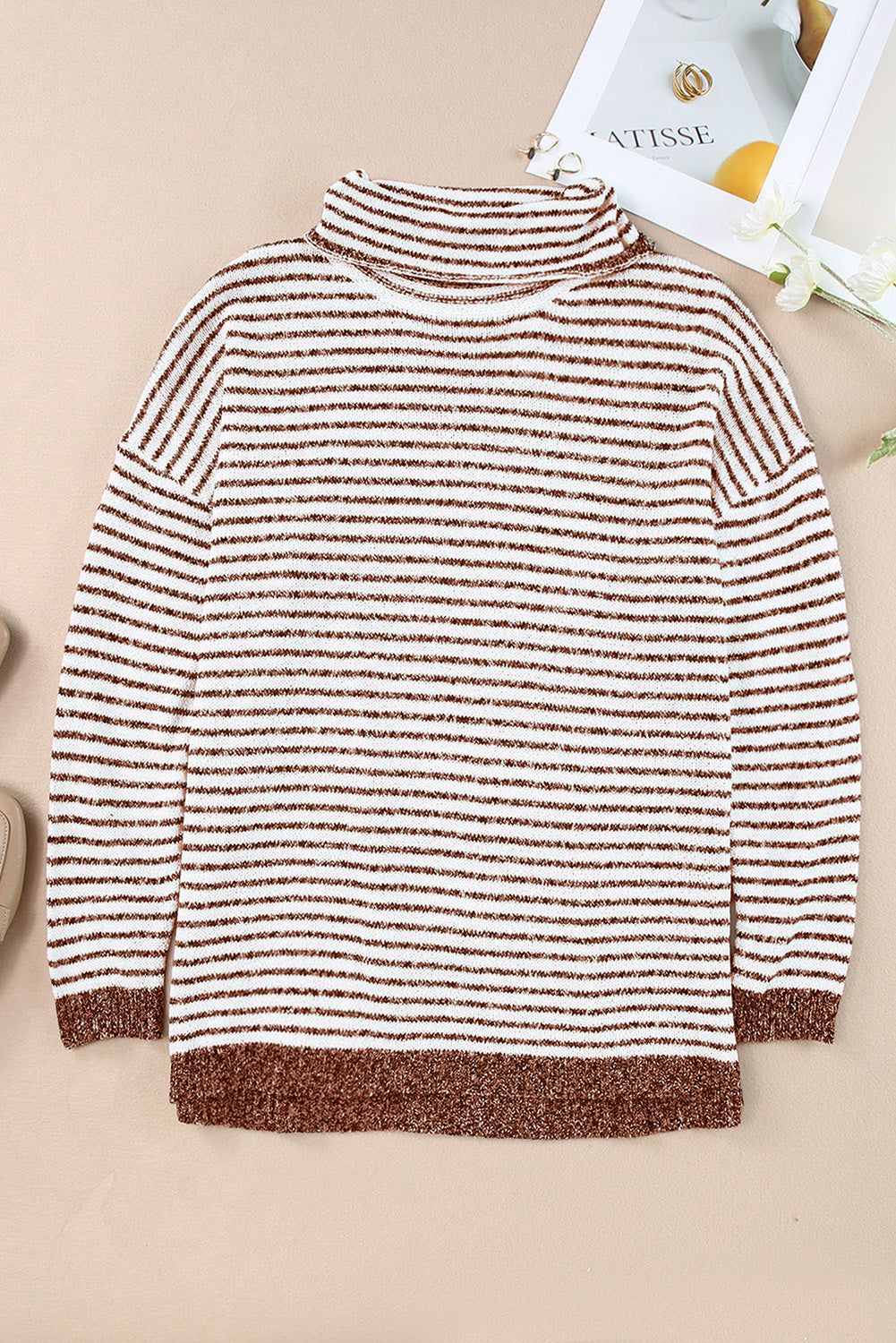 Striped Turtleneck Oversized Sweater