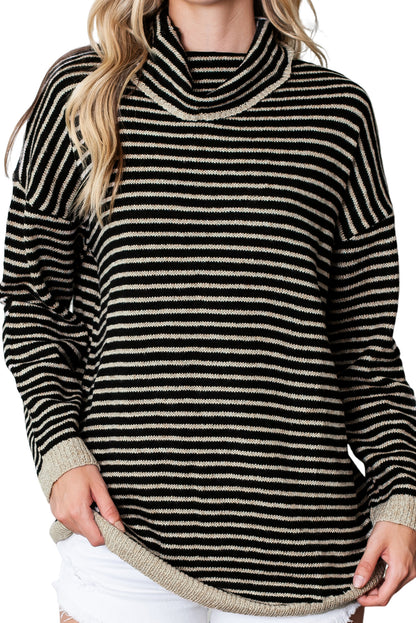 Striped Turtleneck Oversized Sweater