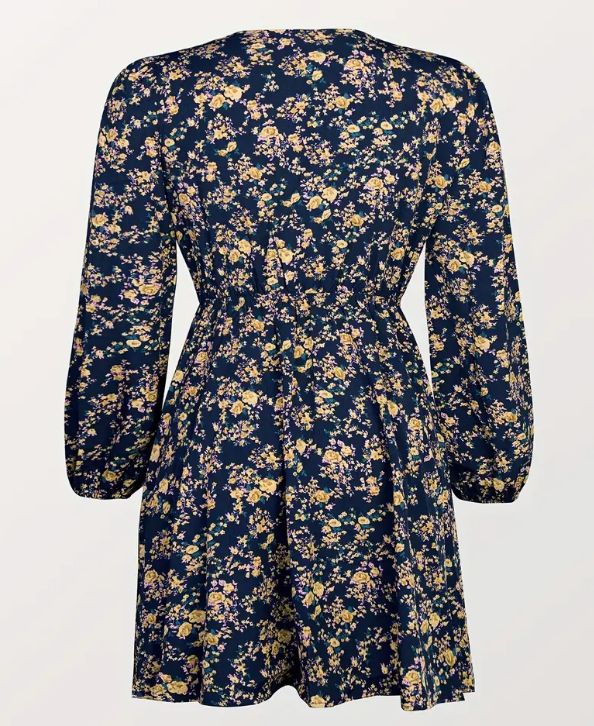 Plus Size Ditsy Floral Peasant Sleeve Mini Dress