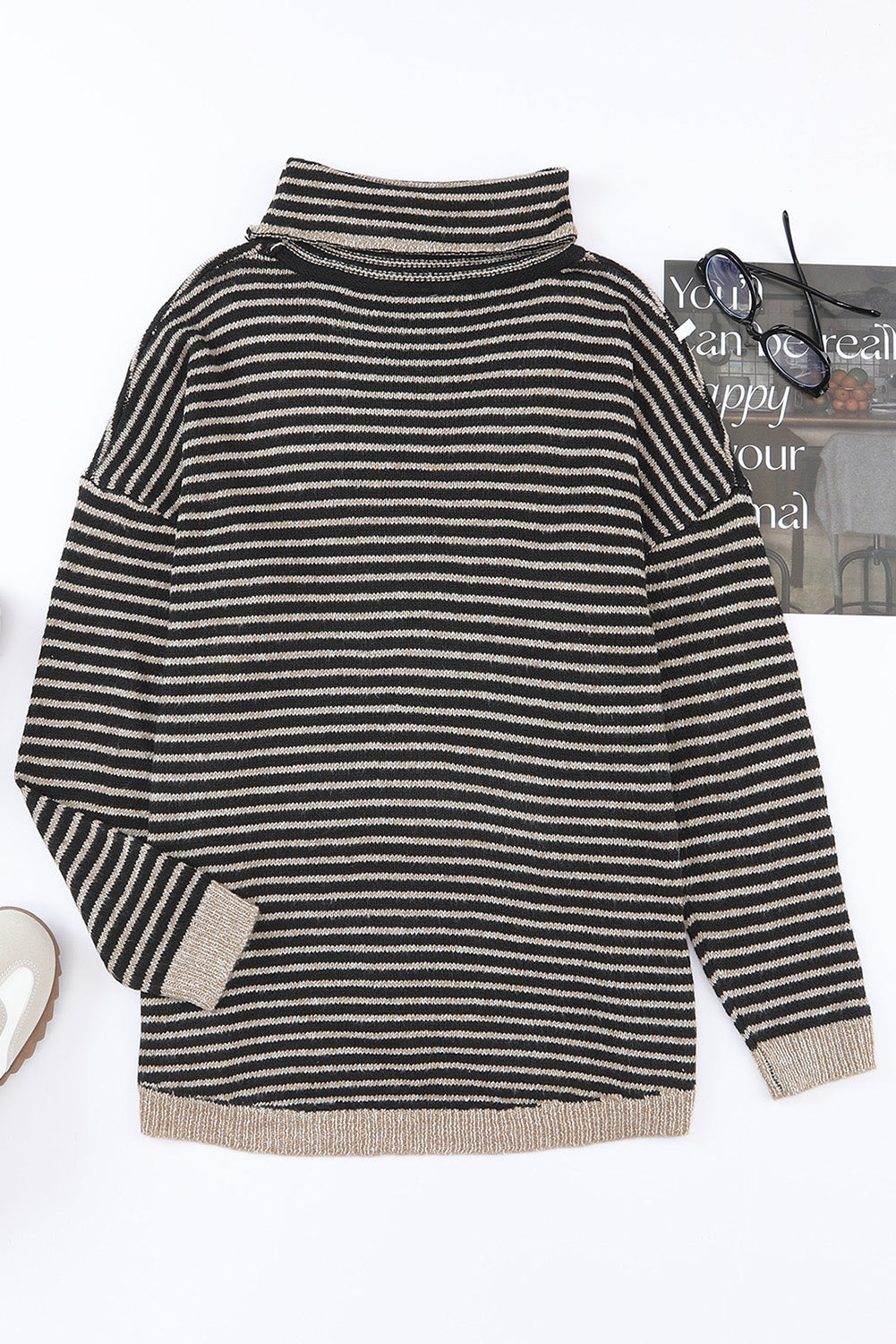 Striped Turtleneck Oversized Sweater