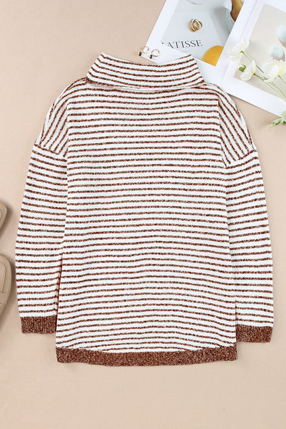 Striped Turtleneck Oversized Sweater