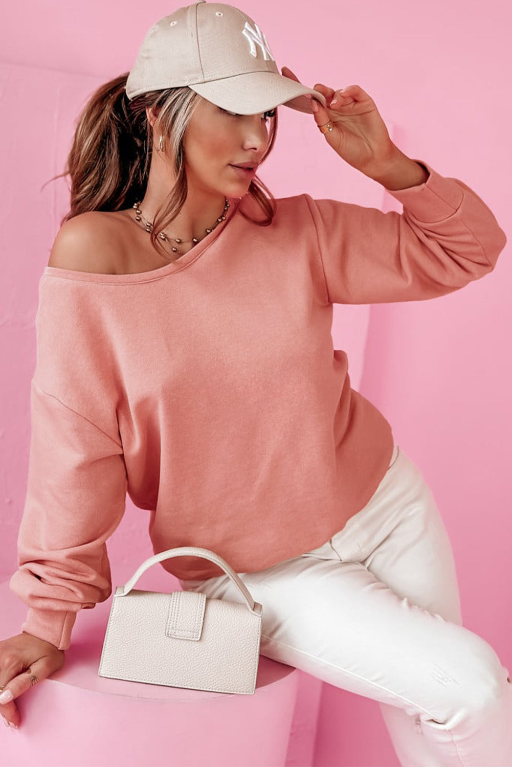 Coral Bow Back Round Neck Shirt