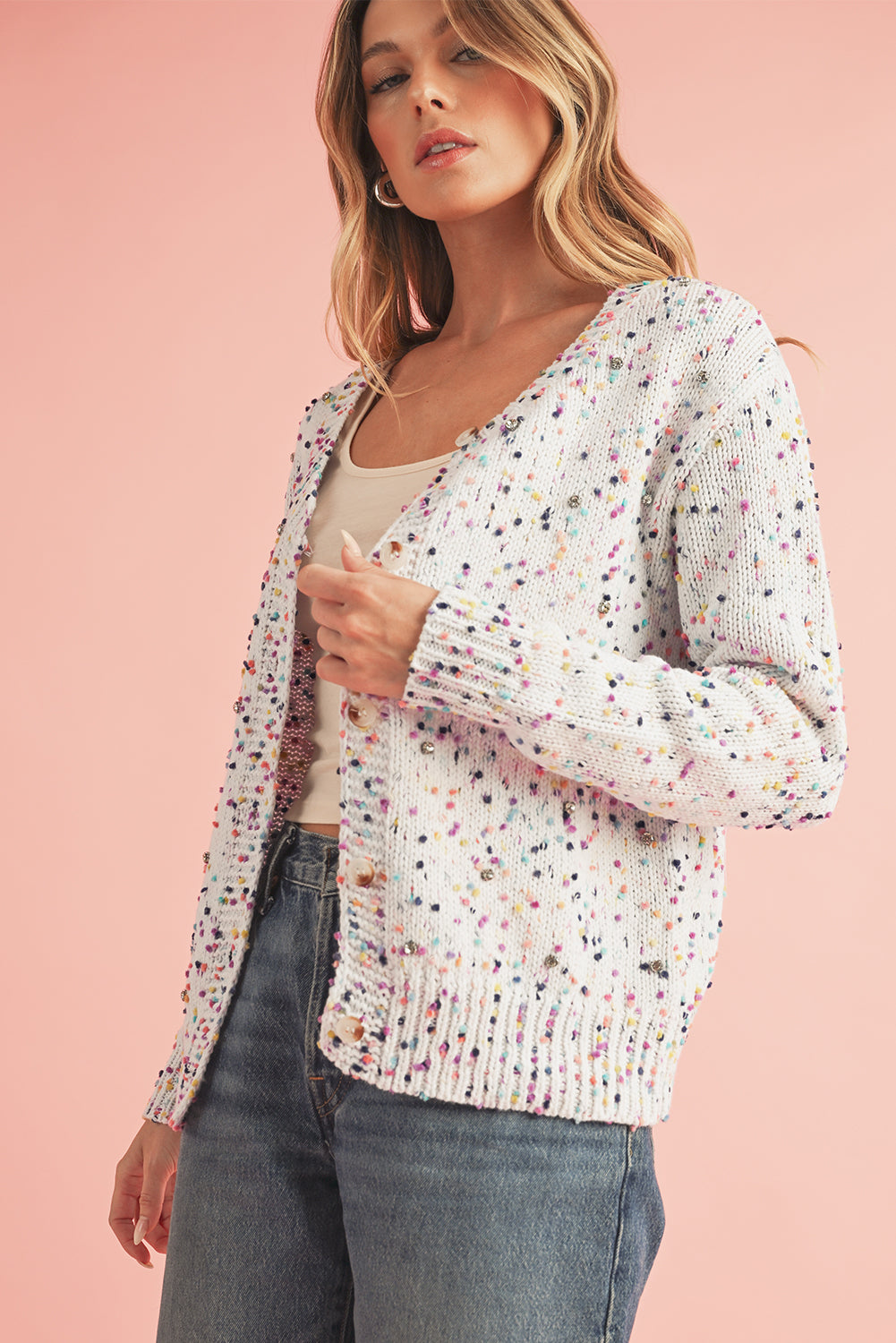 Confetti Multi Knit Cropped Cardigan