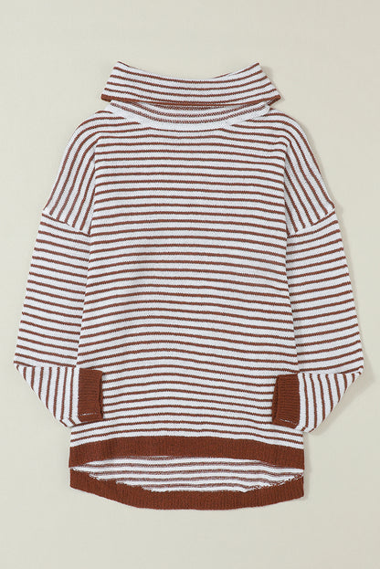 Striped Turtleneck Oversized Sweater