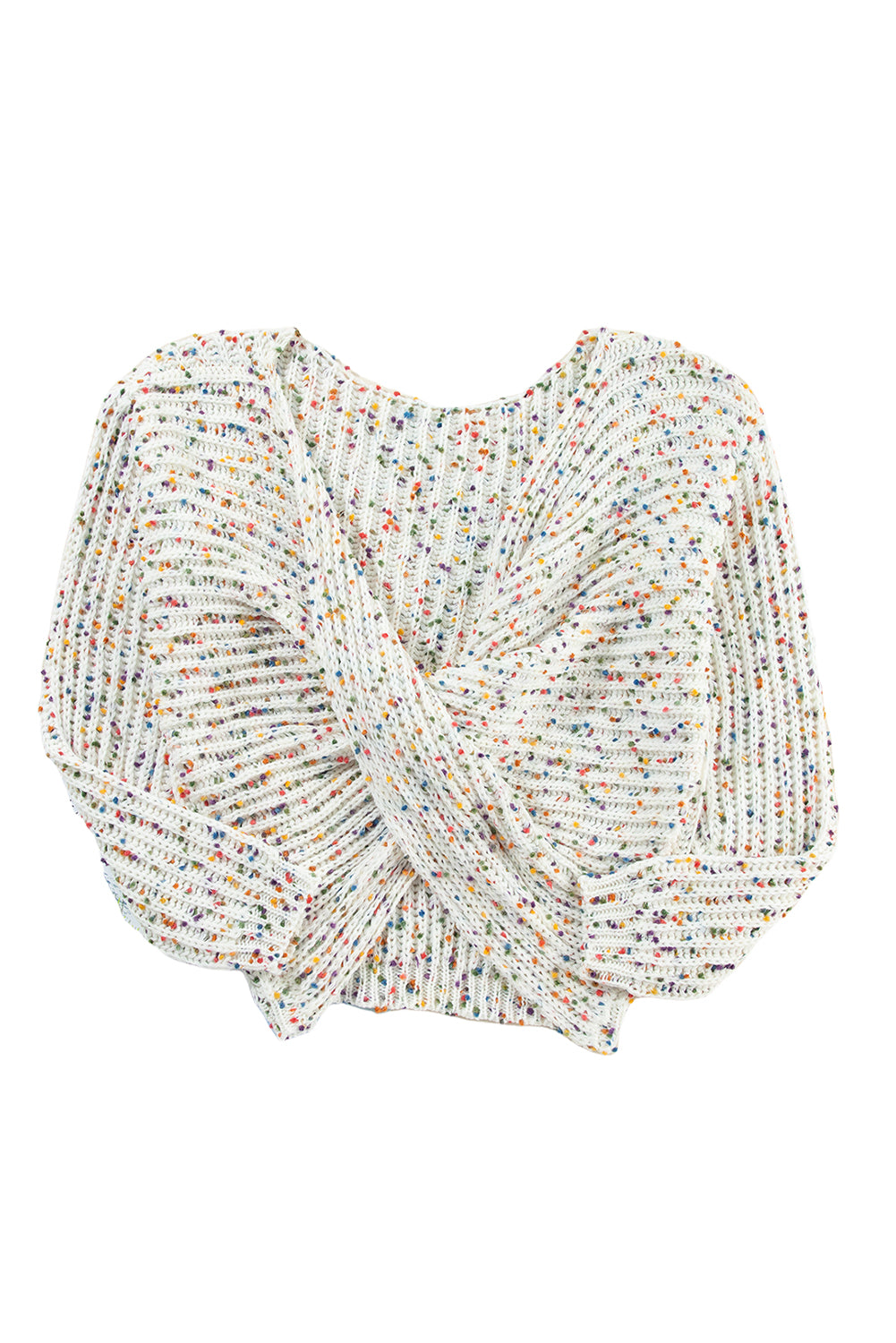 White Confetti Reversible Twist Sweater