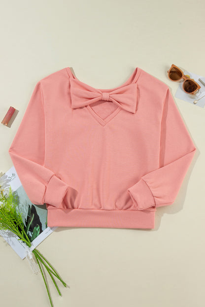 Coral Bow Back Round Neck Shirt