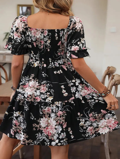 Plus Size Black Floral Dress