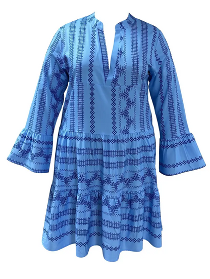 Plus Size Blue on Blue Graphic Print Dress