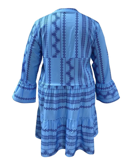 Plus Size Blue on Blue Graphic Print Dress