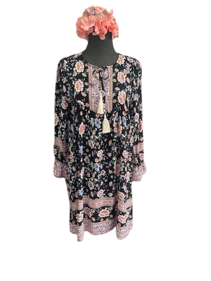 Black Boho Floral Dress