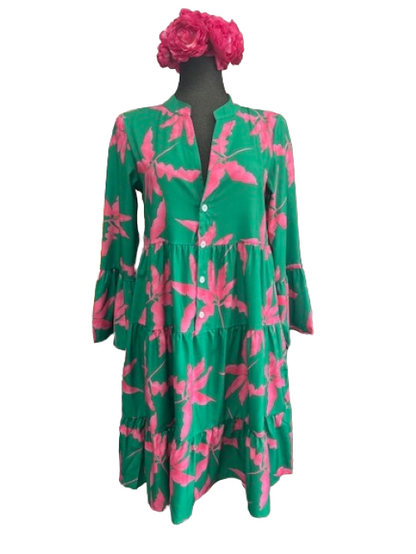 Green and Pink Floral Shift Dress