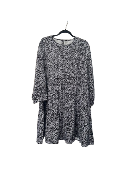 Plus Size Black Floral Ditsy Print Long Sleeve Dress