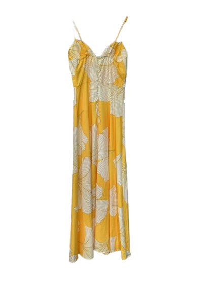 Yellow Floral Print Maxi Dress