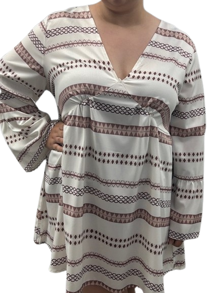 Plus Size Boho Geometric Mini Dress