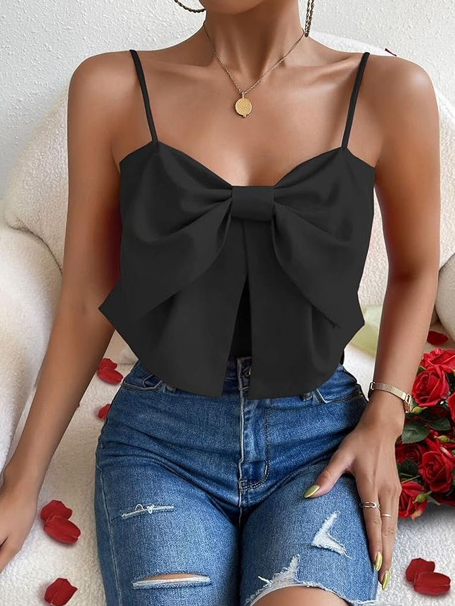 Black Bow Front Cami Top