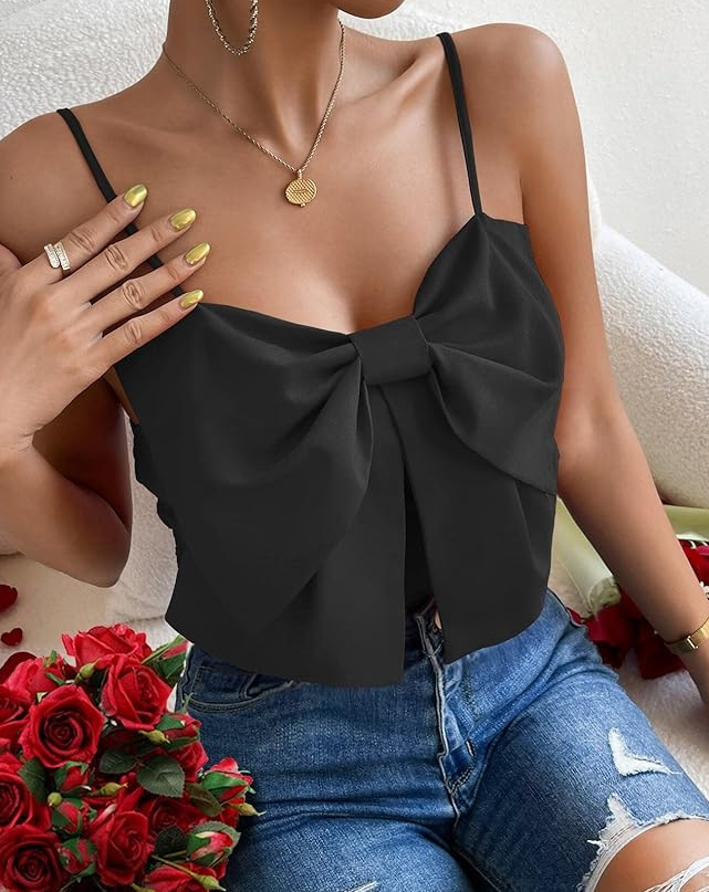 Black Bow Front Cami Top