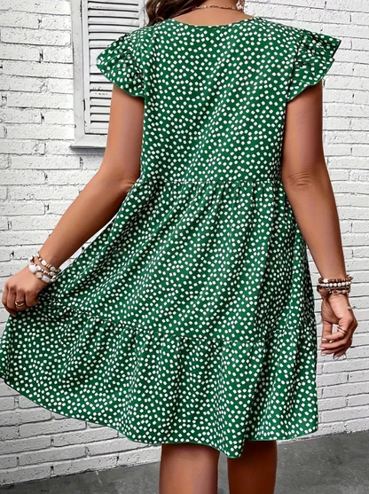 Plus Size Floral Print Ruffle Hem Dress