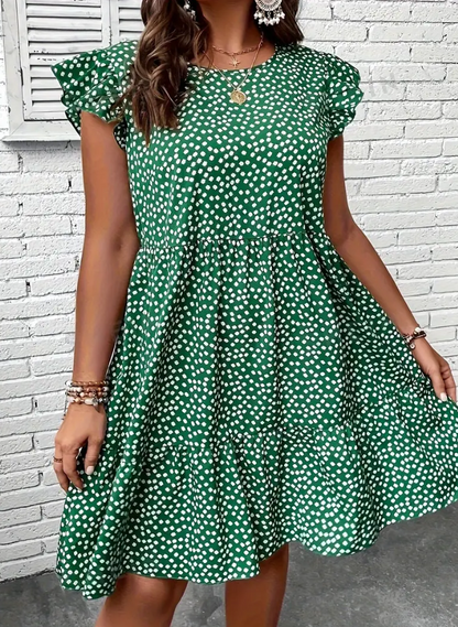 Plus Size Floral Print Ruffle Hem Dress