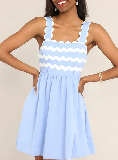 Sky Blue Ric Rac Mini Dress