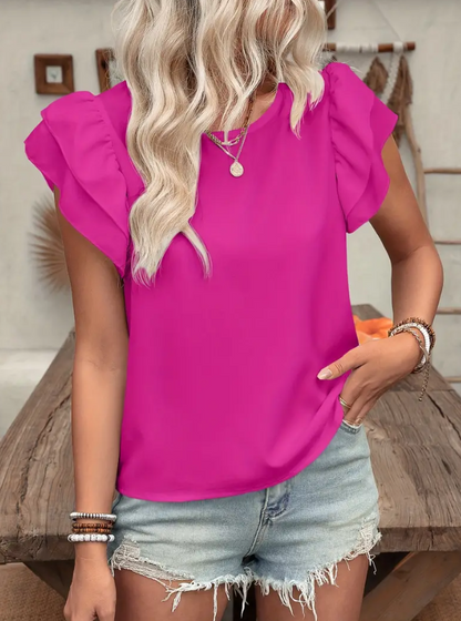 Fuchsia Ruffle Sleeve Top