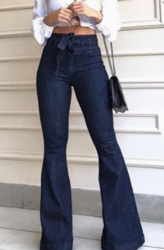 Dark Washed High Rise Flare Jeans