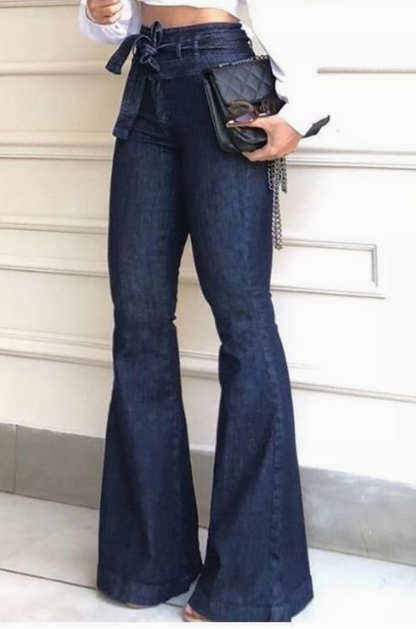 Dark Washed High Rise Flare Jeans