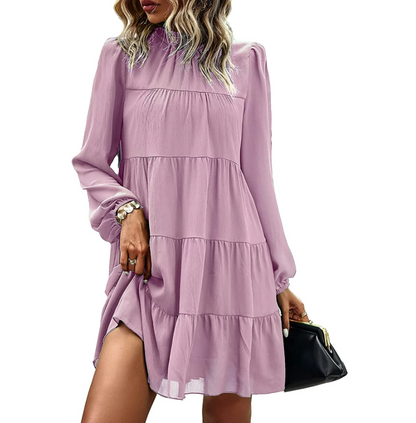 Pink Tiered Ribbon Tie Dress