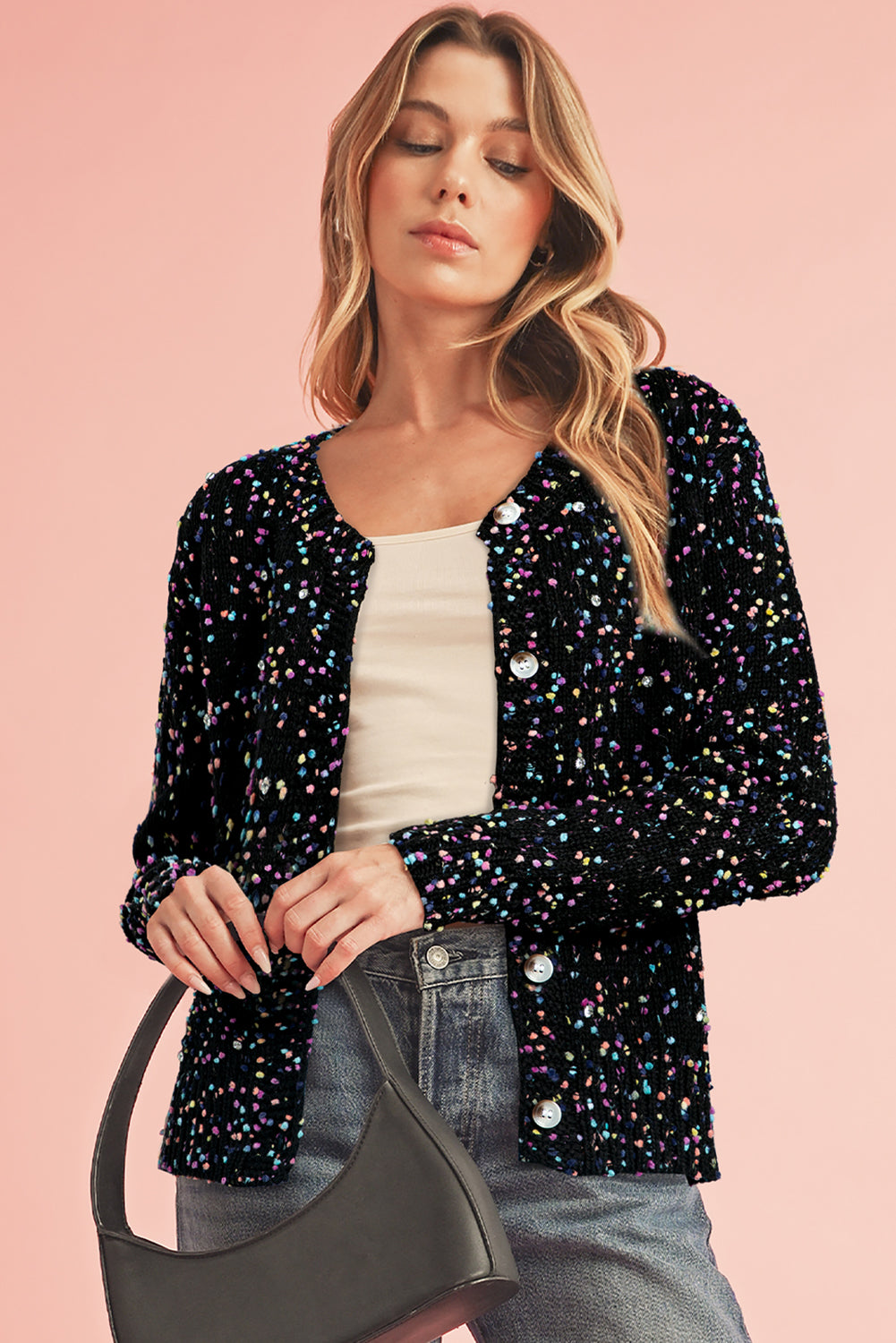 Confetti Multi Knit Cropped Cardigan