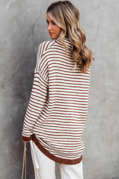 Striped Turtleneck Oversized Sweater