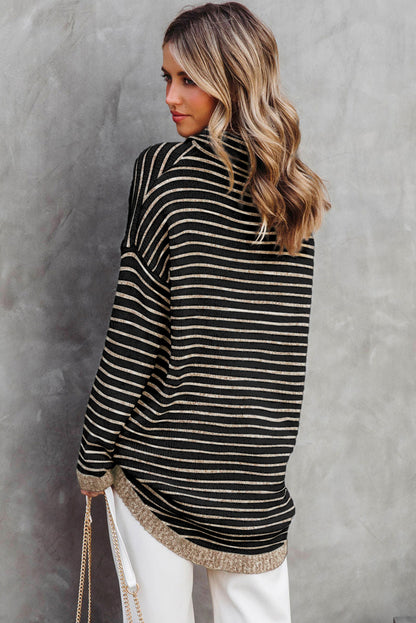 Striped Turtleneck Oversized Sweater