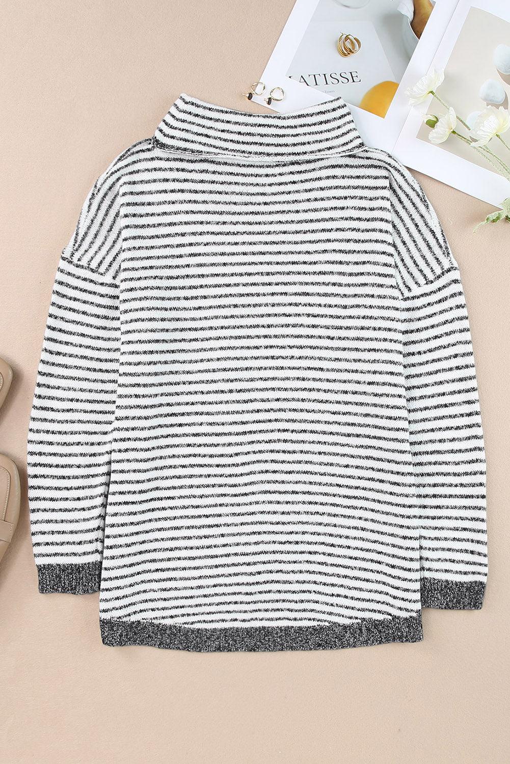 Striped Turtleneck Oversized Sweater