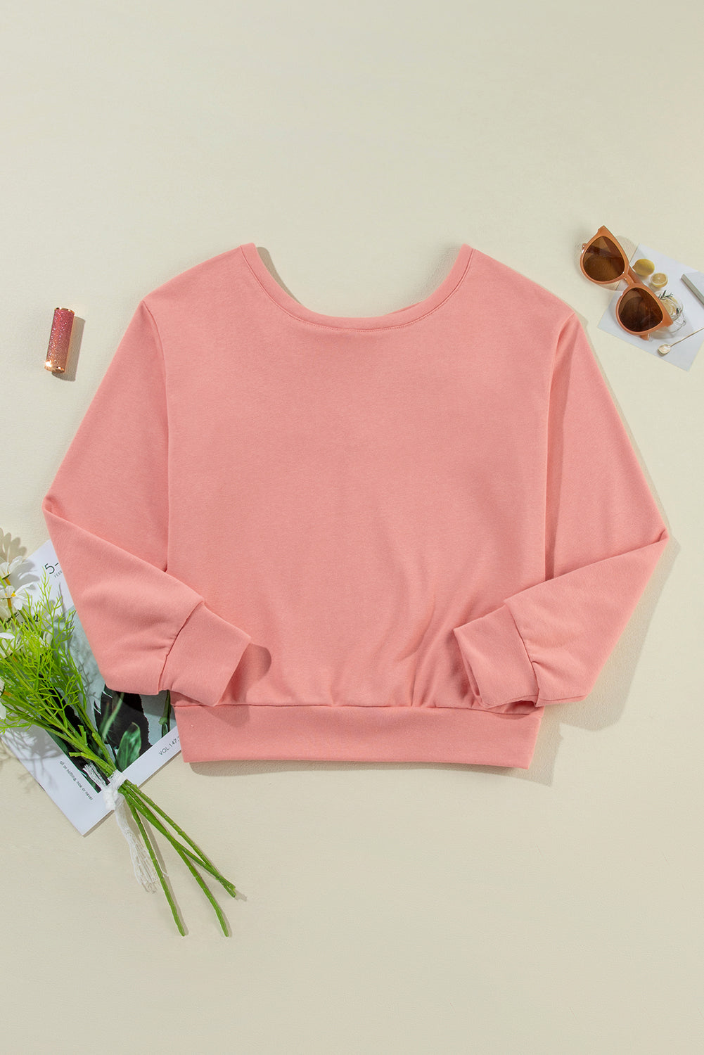 Coral Bow Back Round Neck Shirt