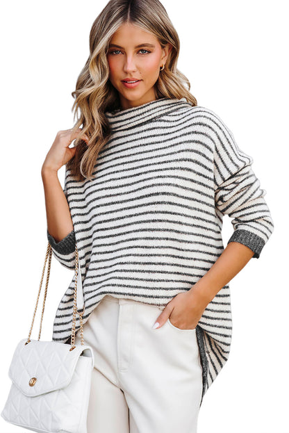 Striped Turtleneck Oversized Sweater