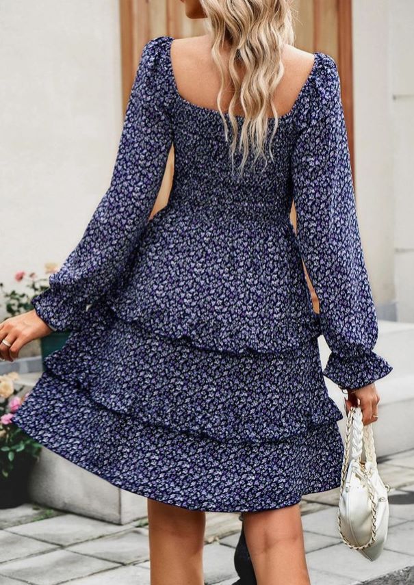 Navy and Purple Ditsy Floral Dress