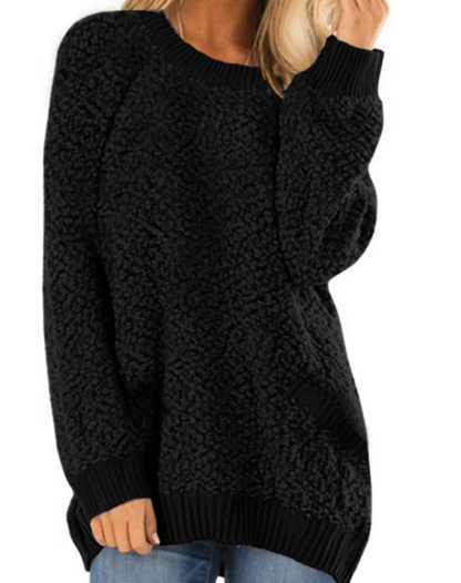 Plus Size Black Popcorn Tunic Sweater