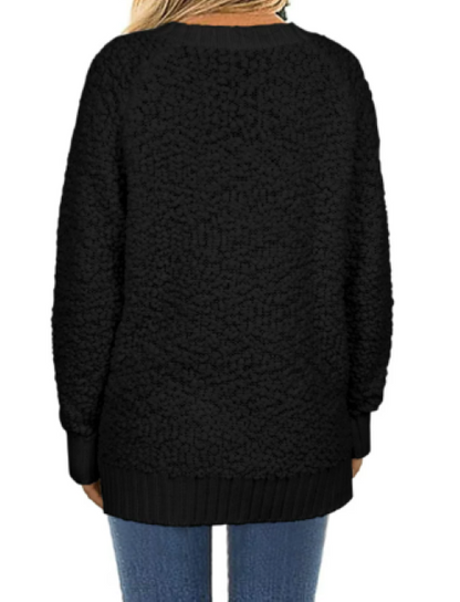 Plus Size Black Popcorn Tunic Sweater