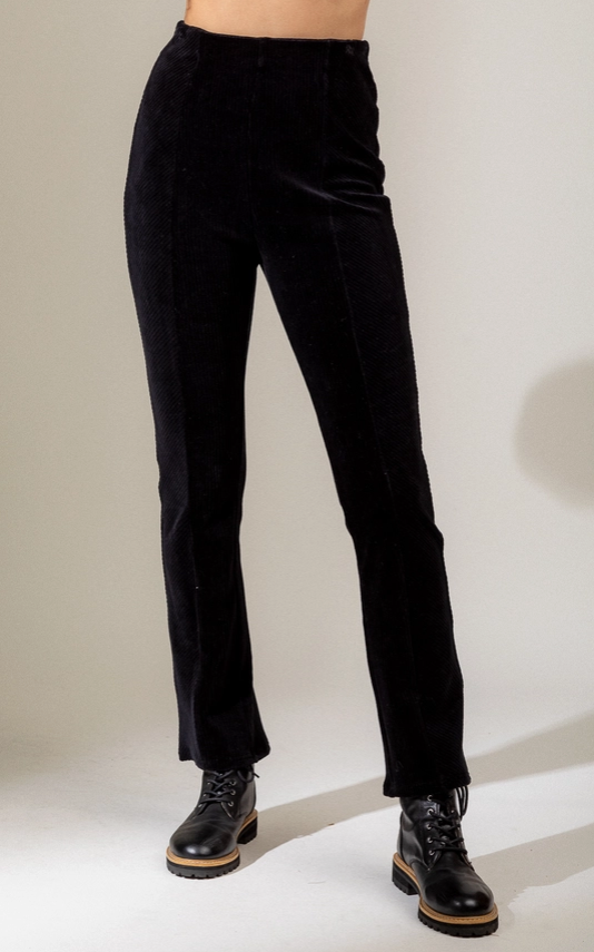 Solid Velvet Flare Leg Pants