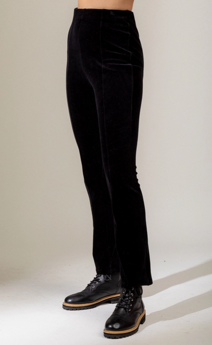 Solid Velvet Flare Leg Pants