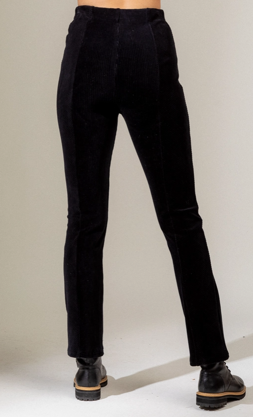 Solid Velvet Flare Leg Pants