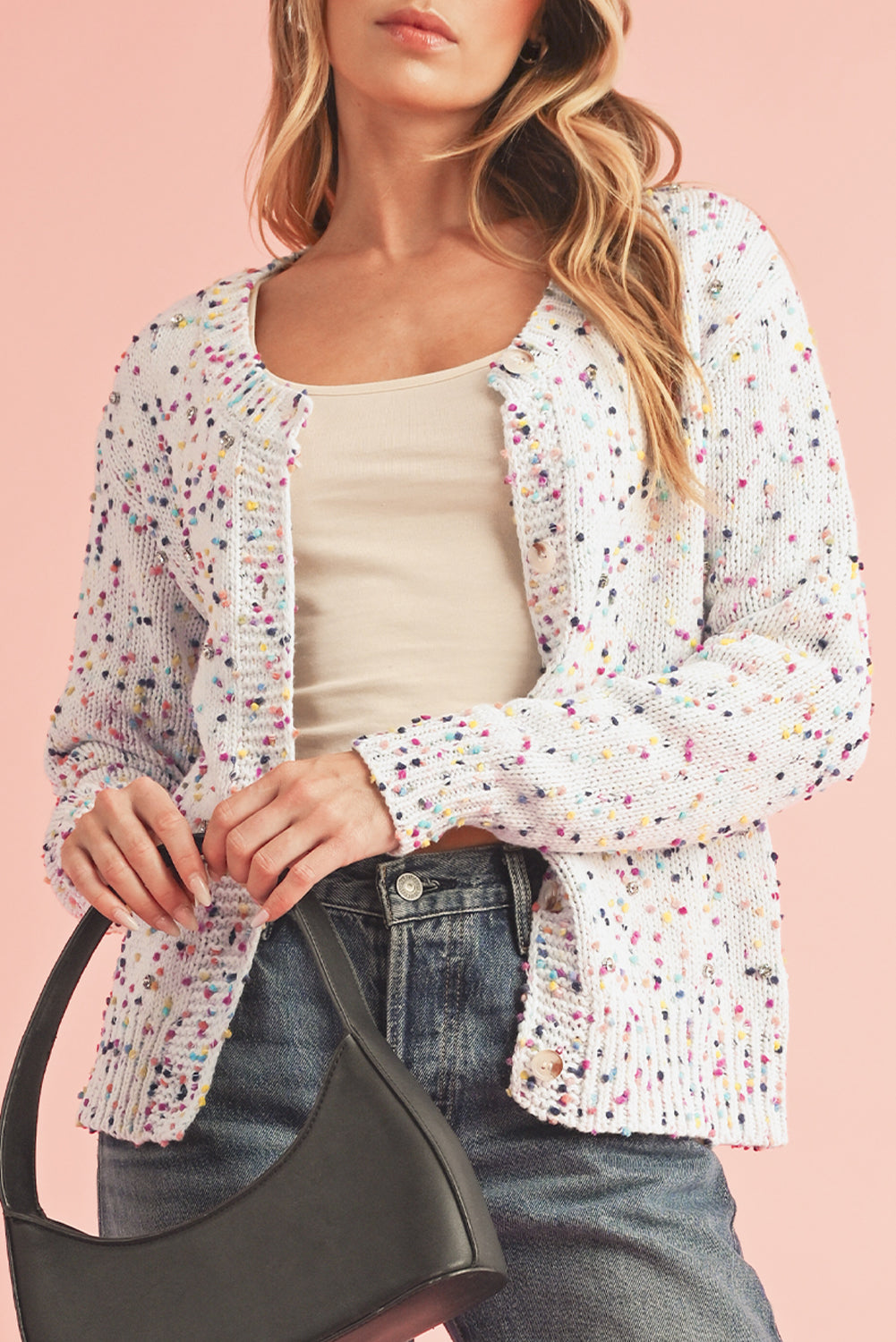 Confetti Multi Knit Cropped Cardigan