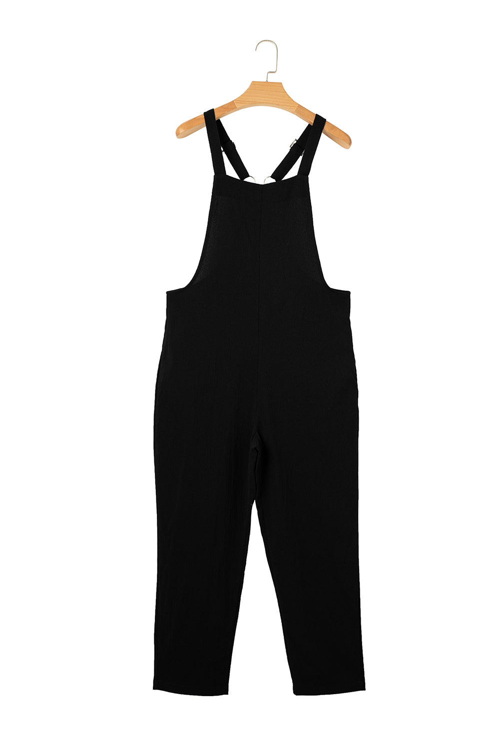 Black Adjustable Buckle Straps Cropped Jumpsuit