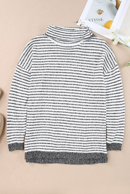 Striped Turtleneck Oversized Sweater