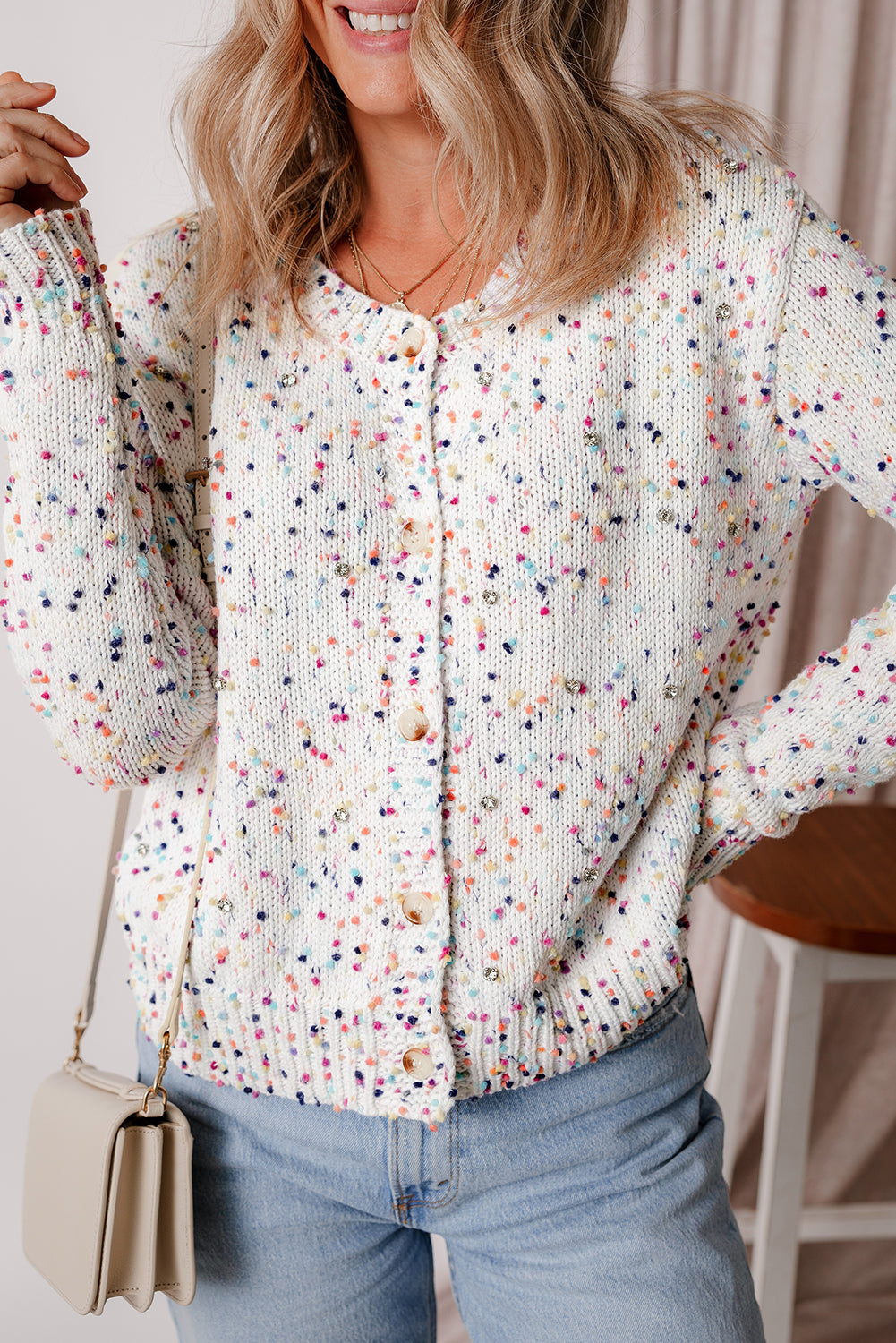 Confetti Multi Knit Cropped Cardigan