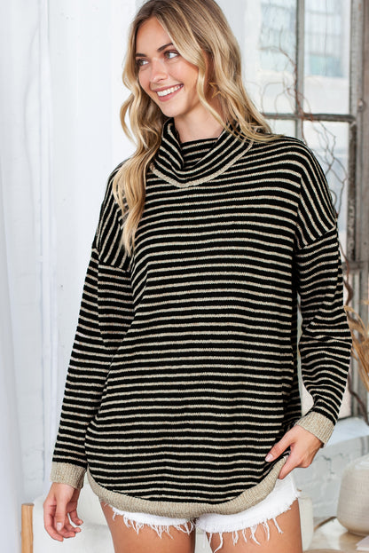 Striped Turtleneck Oversized Sweater