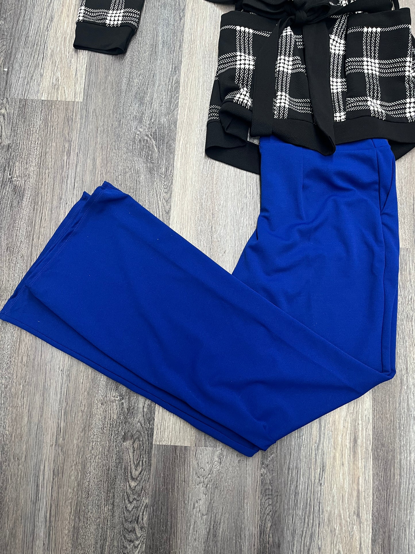 Plus Size Royal Blue Pull On Flare Pants