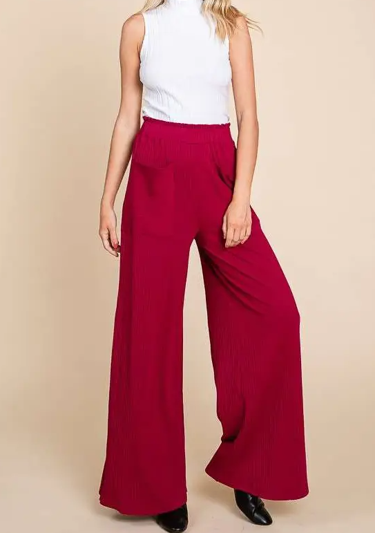 Plus Size Vivid Magenta Wide Leg Pants