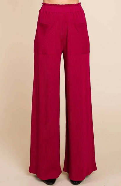 Plus Size Vivid Magenta Wide Leg Pants