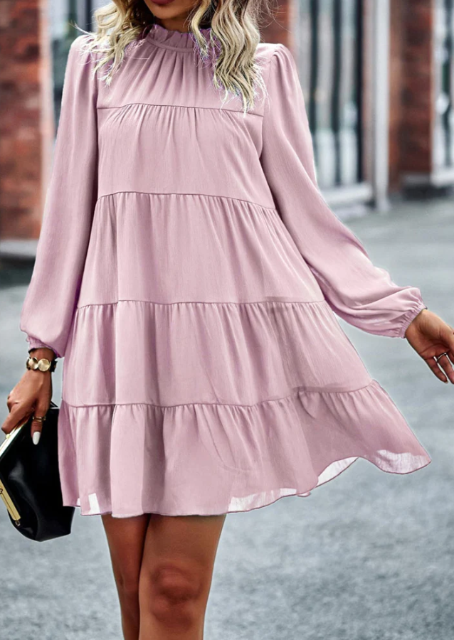 Pink Tiered Ribbon Tie Dress